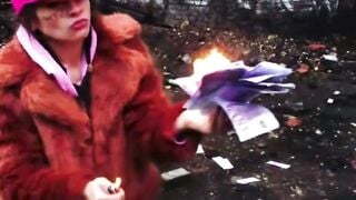Russian Teen Swallows Massive BBC Cum in Raw 3way Parody