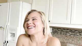 Tiny Blonde Babysitter Deepthroats Cock For Kitchen Creampie
