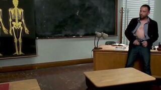 Paris Sucks Cock In Classroom Then Rides Hard On Desk For Anal Face Fuck