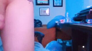 Tattooed Shemale Bent Over While Blonde Babe Pushes Metal Plug in Ass