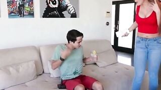 Step Mom Deepthroats Stepson Cock In Kitchen