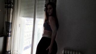 Modeling for a while and showing her breasts