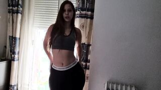 Modeling for a while and showing her breasts