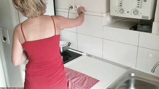 100% Amateur Over 45 Cougar Spreads Her Legs For Step Son Inside Kitchen