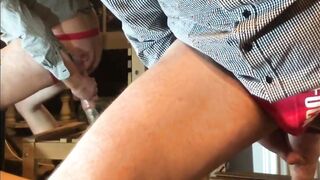 Manager on lunch break with enormous penis inside his butt