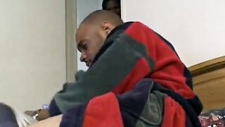 Black nurse give point of watch fellatio before fucking