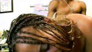 Bombshell african peacherino bends over guy’s dick and grinds it