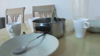 Hubby arrives home just to find fiance eating up a Eastern dick