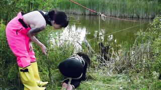 Trained for painal with dunks into the pond - rough anal BONDAGE