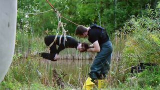 Trained for painal with dunks into the pond - rough anal BONDAGE