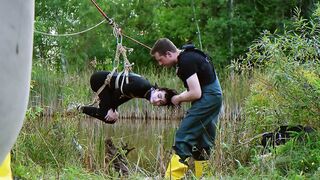 Trained for painal with dunks into the pond - rough anal BONDAGE