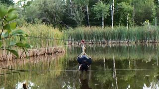 Trained for painal with dunks into the pond - rough anal BONDAGE