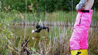 Trained for painal with dunks into the pond - rough anal BONDAGE