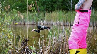Trained for painal with dunks into the pond - rough anal BONDAGE