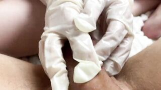 Awesome Ball Rubs From Russian Teenie Into Rubber Gloves – pov