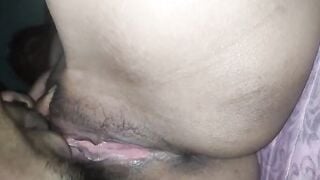 Lusty desi fiance close-up snatch licking