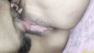 Lusty desi fiance close-up snatch licking