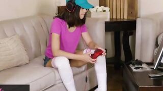 Twistys - Bae step MILF shows her lil gamer step daughter how to play with cunt