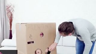 Twistys - Crazy bimbo Sandra Wellness Creates her own Makeshift Cardboard Gloryhole