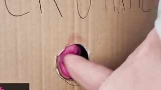 Twistys - Crazy bimbo Sandra Wellness Creates her own Makeshift Cardboard Gloryhole