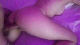 Bitch jumps on the cock at night inside the dark private