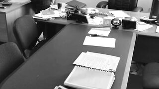 The boss fucks his small secretary on the office table and films it on concealed camera