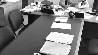 The boss fucks his small secretary on the office table and films it on concealed camera