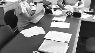The boss fucks his small secretary on the office table and films it on concealed camera