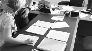 The boss fucks his small secretary on the office table and films it on concealed camera