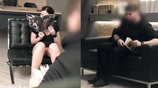 Silence. Jeny Smith with no underwear showing off a man. Concealed camera office prank