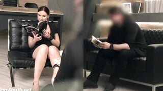 Silence. Jeny Smith with no underwear showing off a man. Concealed camera office prank