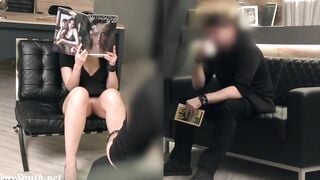 Silence. Jeny Smith with no underwear showing off a man. Concealed camera office prank