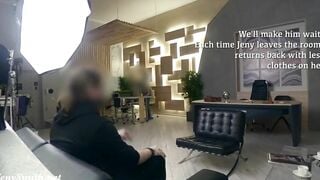 Silence. Jeny Smith with no underwear showing off a man. Concealed camera office prank