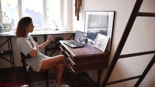 Adorable 18 Masturbates Watching Porno