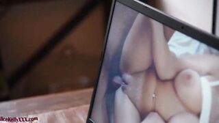 Adorable 18 Masturbates Watching Porno