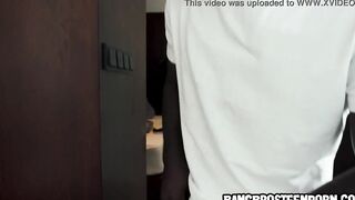 Cutie dark hair 18 year old with a crazy hot booty blows a long ebony dick inside her bath-tub - teens porn