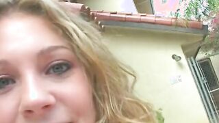 Amazing blonde solo chick plays with sex toy and shows foot