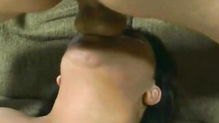 Bro fucks curvy dark hair doggy style, then pulls out to banged