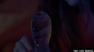 See her fucking her tight asshole with a big toy made of ice