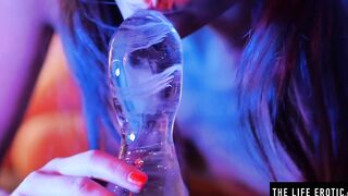 See her fucking her tight asshole with a big toy made of ice