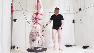 Degraded and dildoed teenie takes vibrator up butt