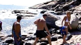 Beauty cunt with mouth Lea Lazure Raw Beach Anal Gang Bang on Holiday Trip