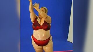 Nasty fatso lady is fond of getting pounded
