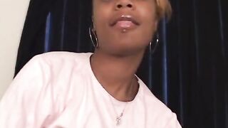 Little penis blowing ebony chick with fair hair gets polished