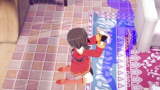 KonoSuba Anime - Megumin Hand Job with creampie into her face - Japanese chinese Manga hentai game porn