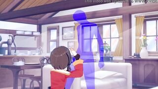 KonoSuba Anime - Megumin Hand Job with creampie into her face - Japanese chinese Manga hentai game porn