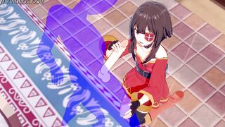 KonoSuba Anime - Megumin Hand Job with creampie into her face - Japanese chinese Manga hentai game porn