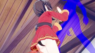 KonoSuba Anime - Megumin Hand Job with creampie into her face - Japanese chinese Manga hentai game porn