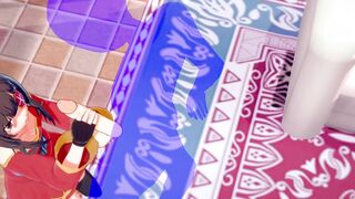 KonoSuba Anime - Megumin Hand Job with creampie into her face - Japanese chinese Manga hentai game porn