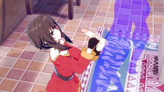 KonoSuba Anime - Megumin Hand Job with creampie into her face - Japanese chinese Manga hentai game porn